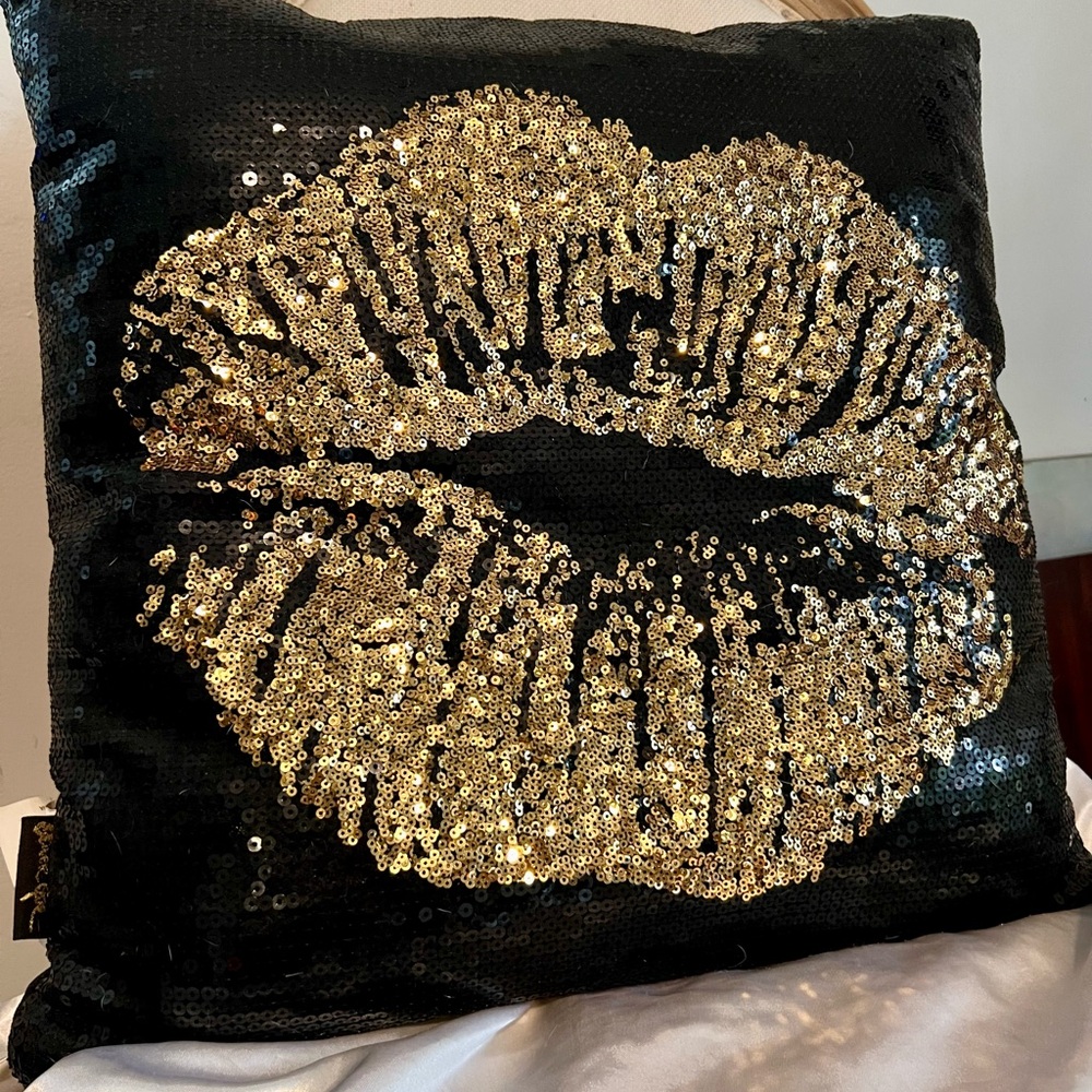 Oliver Gal Black and Gold Sequin Accent Pillow